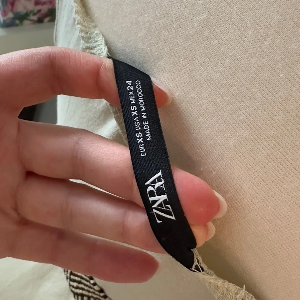 ZARA Linen Blend Midi Dress with Puff Sleeves Cottage core XS - Picture 9 of 9